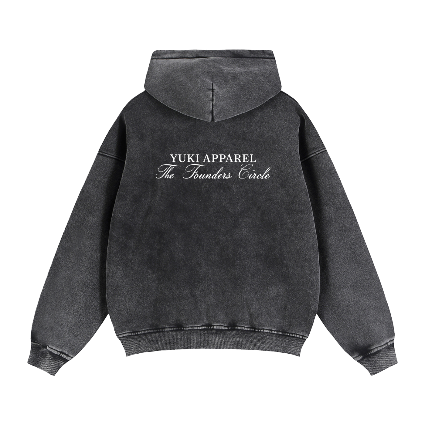 The Founders Circle Charcoal Snow Washed 2-Way Zip Boxy Fleece Hoodie